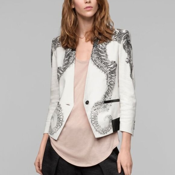 Helmut Lang Black Seahorse Pair Print White Jacket - Picture 1 of 11